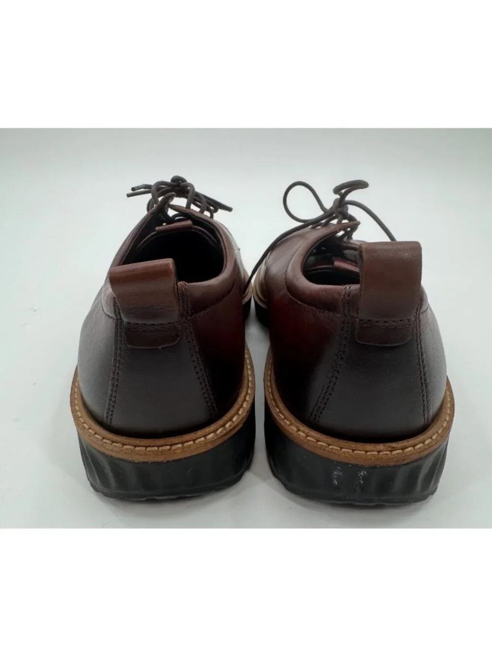 Ecco Mens Brown Leather Lace-Up Shoes EU 45 US 11 Rubber Sole Made In Portugal
